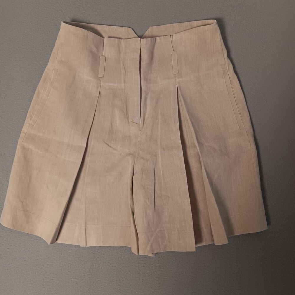 Massimo Dutti Shorts Women Linen Blend Pleated Resort Relaxed size 28
